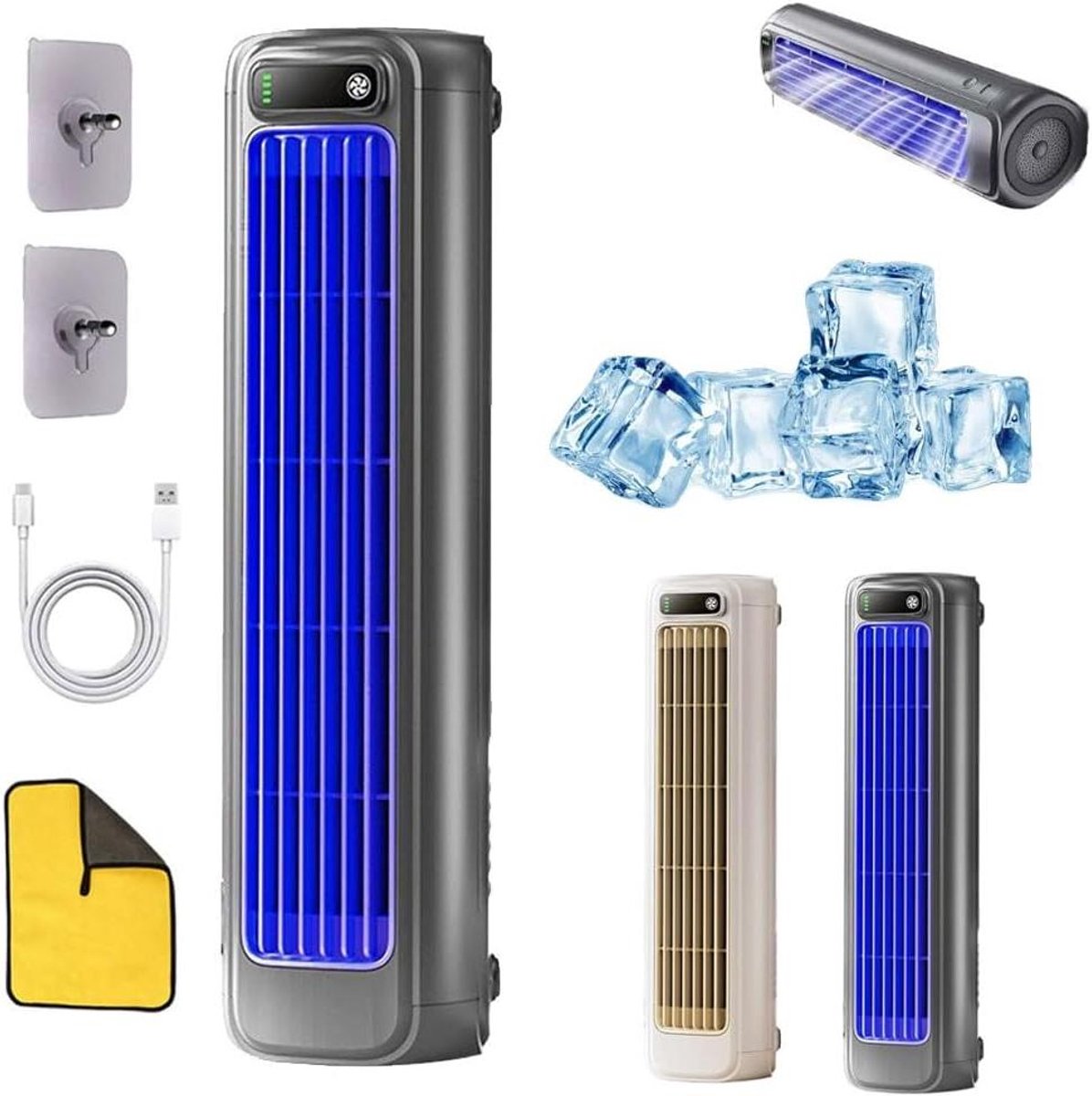 Draagbare Airconditioner - Persoonlijke Koeler Luchtkoeler - Persoonlijke Koeling - Bladloos Ontwerp - 700 Gram - Donkergrijs