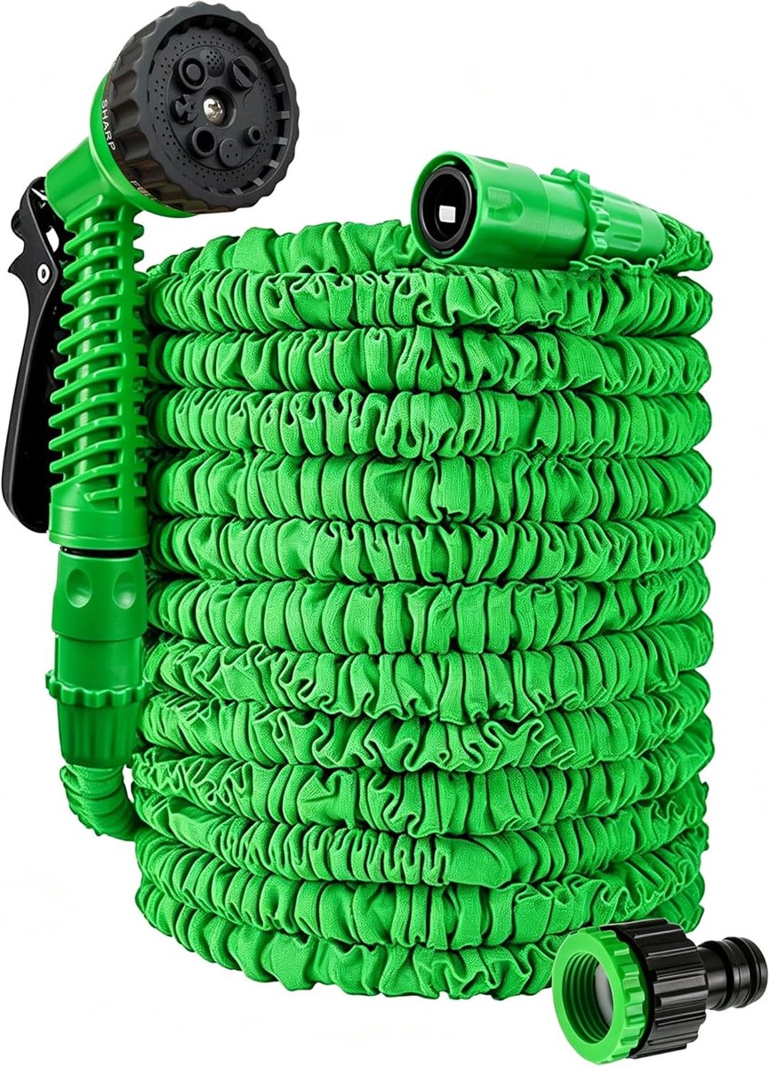 SnelShoppen - 30m/100ft Uitbreidbare Tuin Water Slang Pijp met 8 Functie Spuitpistool - Flexibele Magische Slang - Lichtgewicht en Anti-Lekkage - Groe