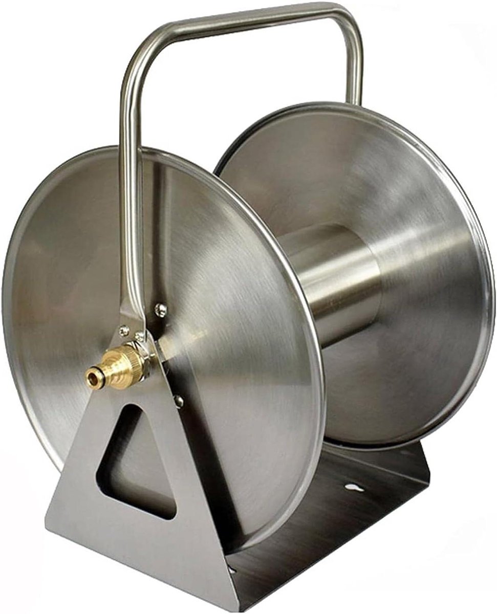Tuinslanghaspel - Slanghouder - Tuinieren - Roestvrij staal - 30x28x40 cm - Zilver