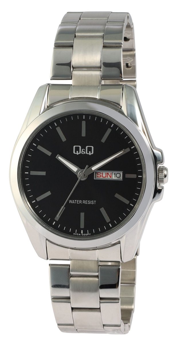 Q&Q Herenhorloge roestvrij staal Datumweergave