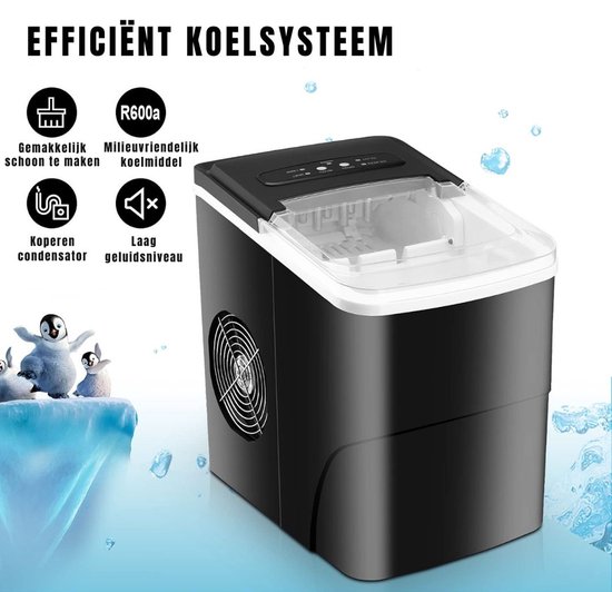 NIVA® Ijsblokjes Machine - Ijsblokjesmachine - Ijsblokjesmaker - Zwart - 34cm x 26cm x 36cm van Niva — afbeelding 3
