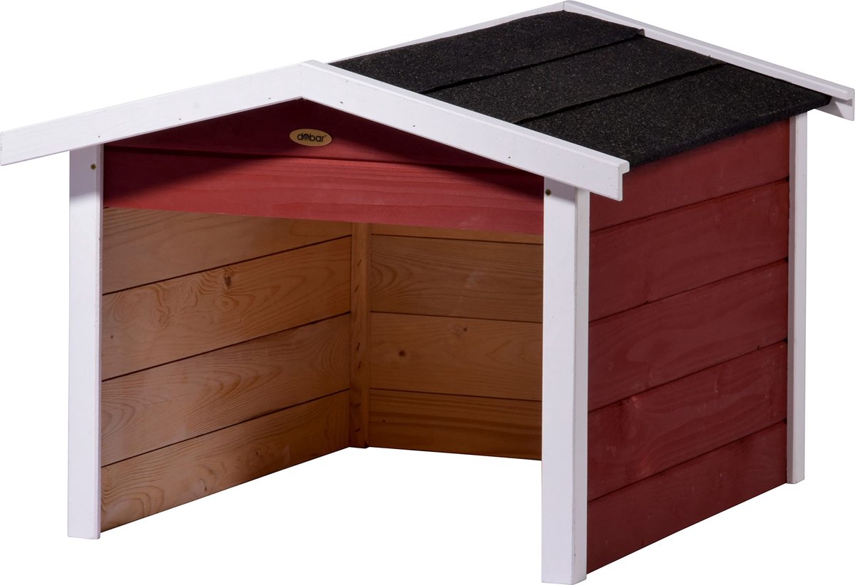 SnelShoppen - Houten Garage voor Robotmaaier, Bouwpakket met Bitumen Dak, 76 x 68 x 52 cm,
