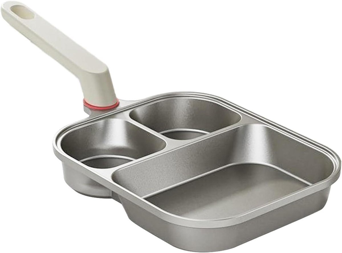 Eierpan - Ontbijtpan Koekenpan - Ontbijt Bakken - Drie Kamers - 24.5 cm - Zwart