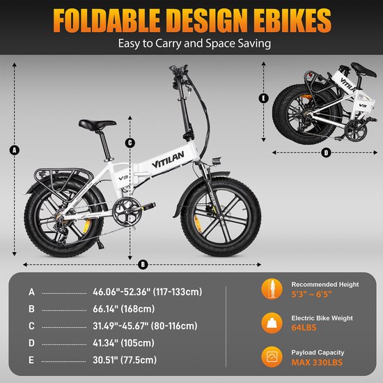 VITILAN V3 2.0 Opvouwbare Elektrische Fiets - 48V 13Ah Accu,20"x4.0" Vetbanden, 7-Speed Shimano - Grijs — afbeelding 3