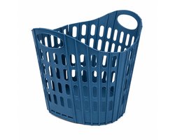 Opvouwbare Wasmand Blauw - 18 Liter - Inklapbare Kunststof Wasmand met Handgrepen - Ventilerend en Ruimtebesparend - Ophangbare Wasgoedmand