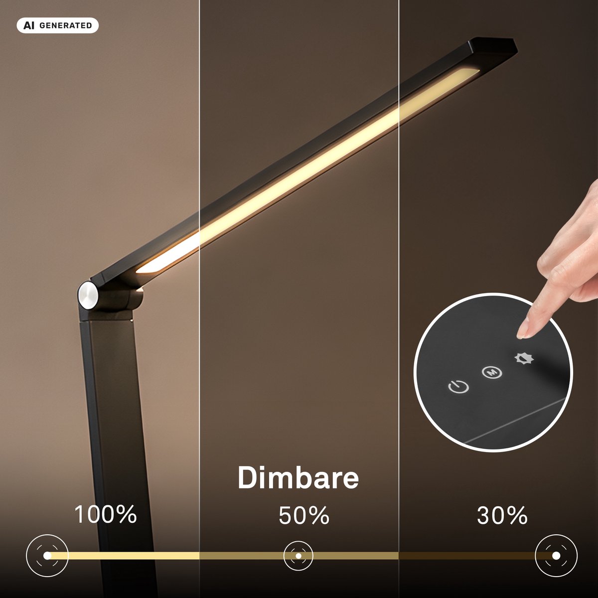 BRILONER Rick – Bureaulamp led – CCT tafellamp – dimbaar tafellampje met touchbediening – USB-C – h.: 38cm – zwart thumbnail 2