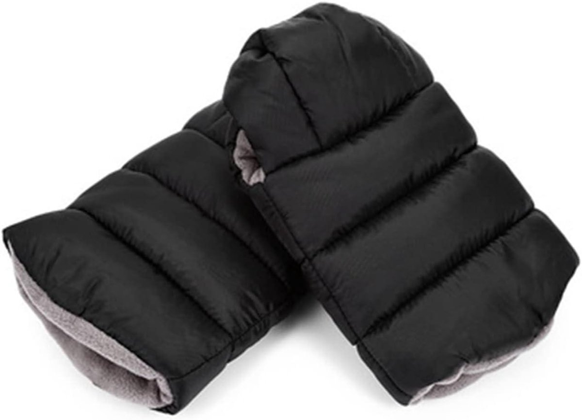 Kinderwagen Handmof - Wandelwagen Mitten - Handen Warm Houden - Waterproof Nylon Stof - 28x16x3 cm - Zwart