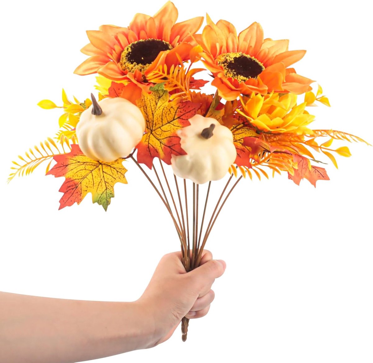 2 Stuks Kunstbloemen - Kunst Herfst Bloemstuk - Kunstbloemen Herfstboeket Herfstdecoratie - Kamer Decoratie - Halloween Decoratie - Feestdecoratievoorwerpen - UV-Bestendige - Realistische Kunst - Voor Tafel, Huis & Feest