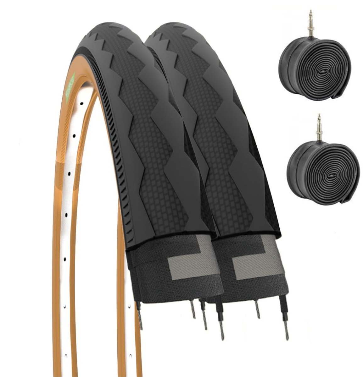 SnelShoppen - 2 Banden 700 x 28C + Binnenband Buitenband Citybike Fixed Corsa 28 x 1 5/8 x 1 1/8 - Zwart, Slick, Voor Stadsfiets, Racefiets, Trekkingf