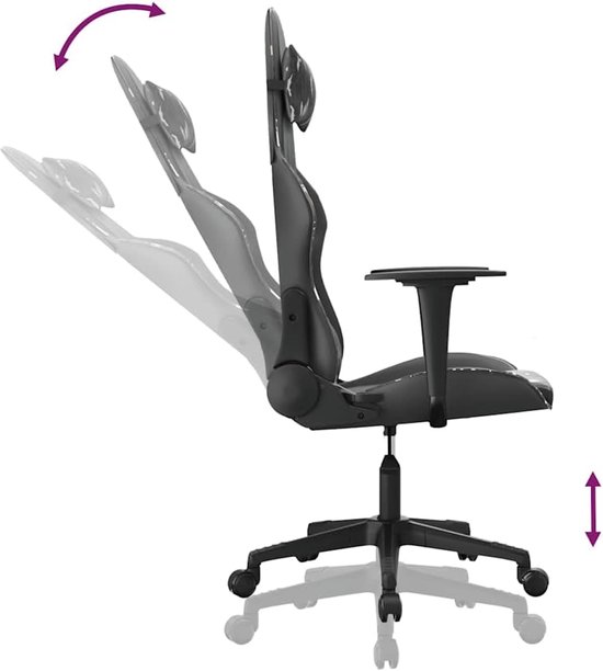 Gaming Stoel - Comfortabele Fauteuil - Ontspannen Zitten - Ingebouwde Massagefunctie - 110 kg Max - Zwart Camouflage — afbeelding 3