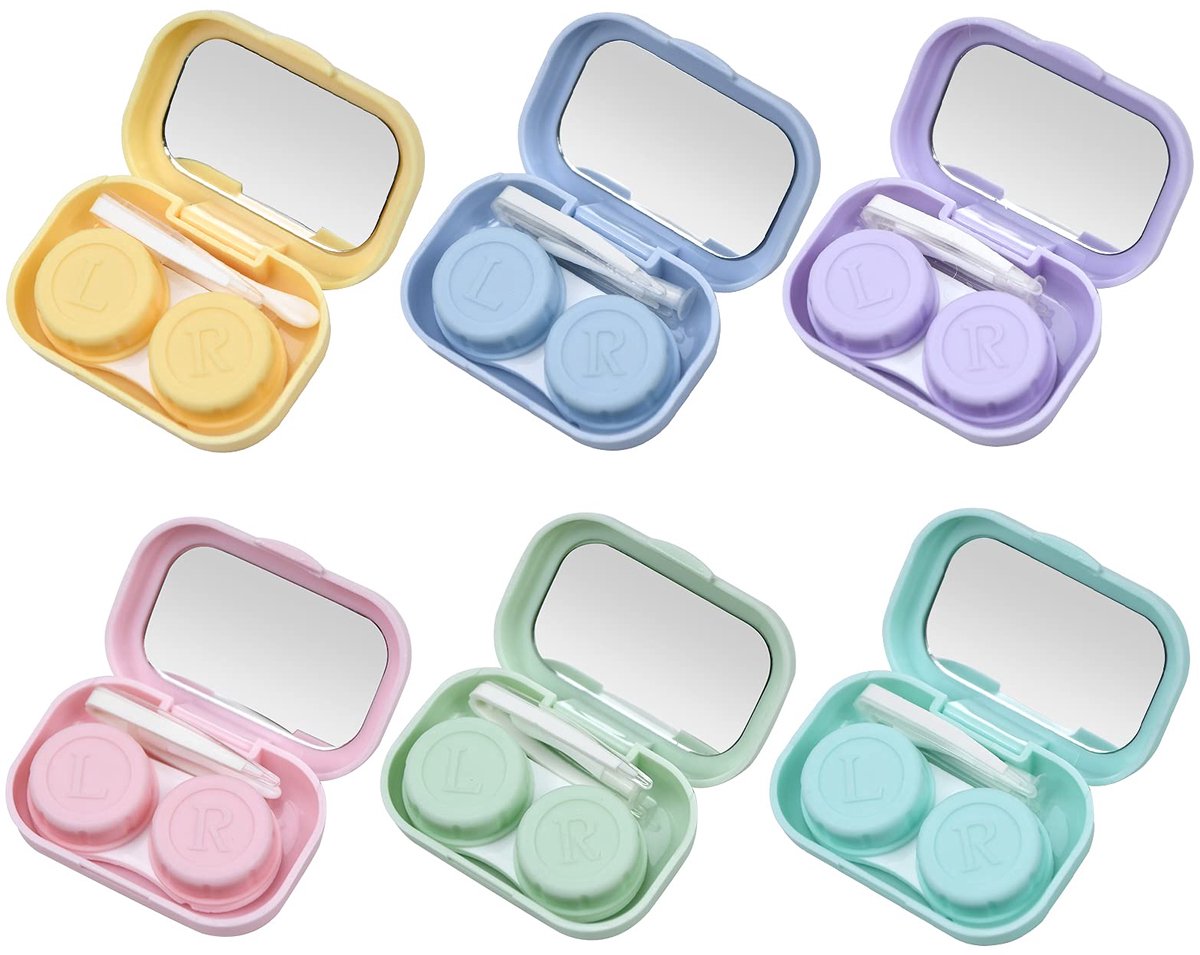 SnelShoppen - 6 Stuks Contactlenzendoosjes - Lekvrij Reiscontactlenzenhouderset - Draagbaar Bril-etui - Hygiënische Beschermhoes voor Contactlenzen -
