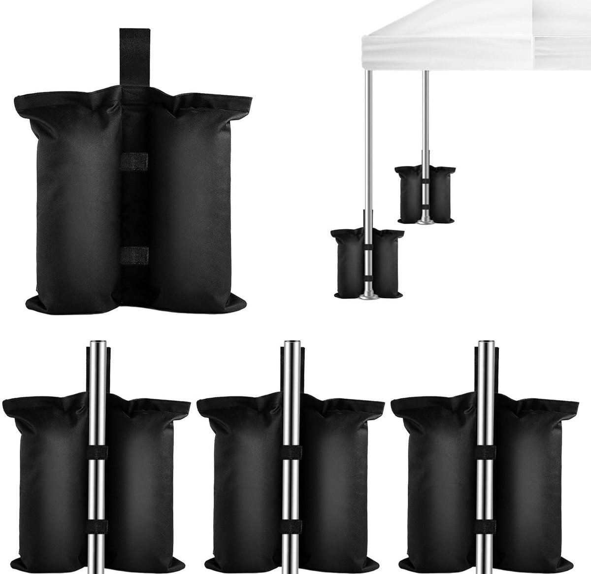 Dailygoods - 4 Stuks Navulbare Zandzakken voor Stabiliteit bij Tent en Parasol