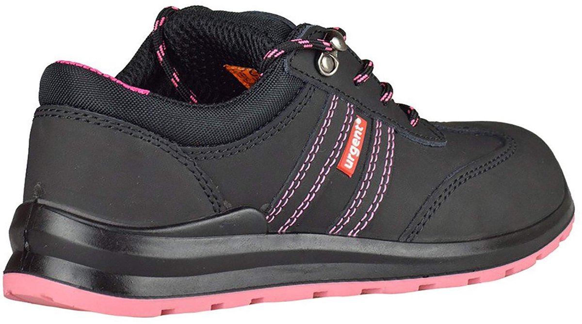SnelShoppen - Urg Werkschoenen Dames Veiligheidsschoenen Stalen Neus S1 Maat 36-41 Zwart Roze 39 EU - Ideaal voor Bouw, Industrie en Buitenwerk