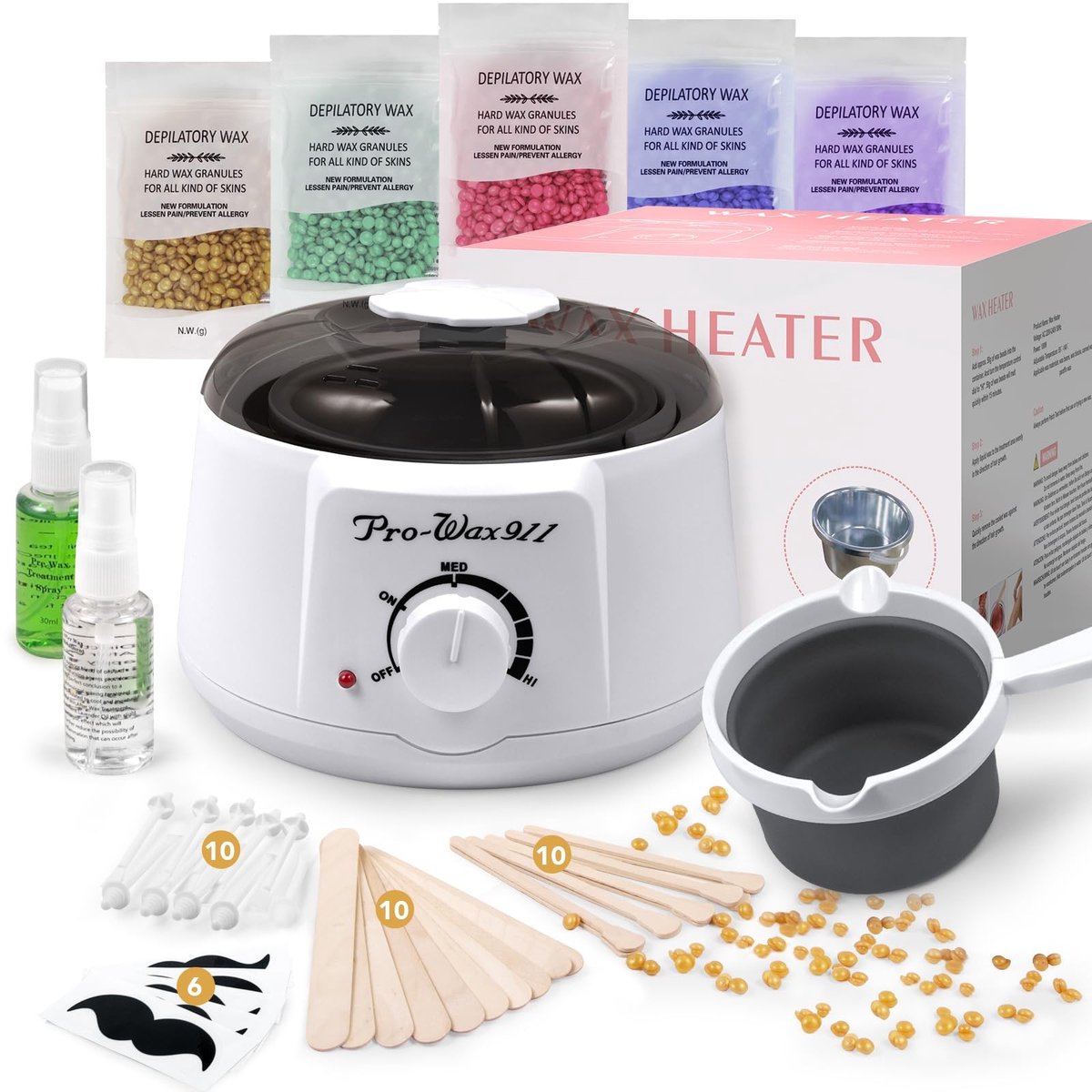 Dailygoods- Waxing Set Professionele Waxwarmer - 500g Waxparels - Waxmachine voor Haarverwijdering - Inclusief Accessoires - Duurzame Kwaliteit