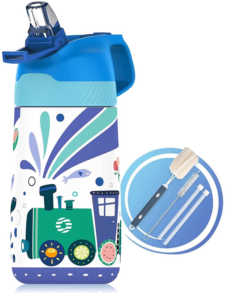 Dailygoods - 350ml Drinkfles voor Kinderen - Geïsoleerde Thermosfles met Rietje