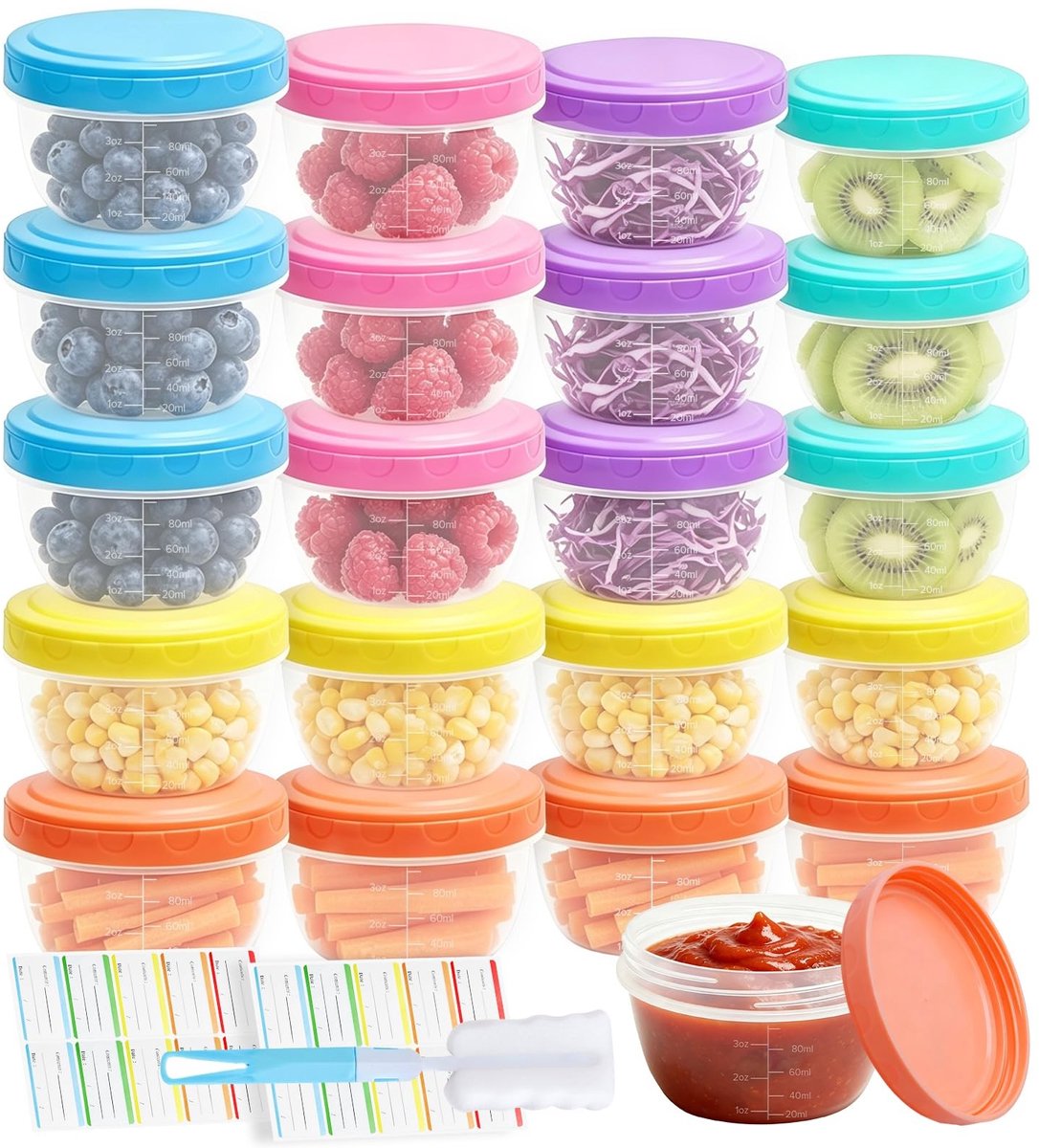 Dailygoods- Voedselcontainers 20 Stuks - 120ml Lekvrij - Herbruikbare Mini Sauspotjes - Pl