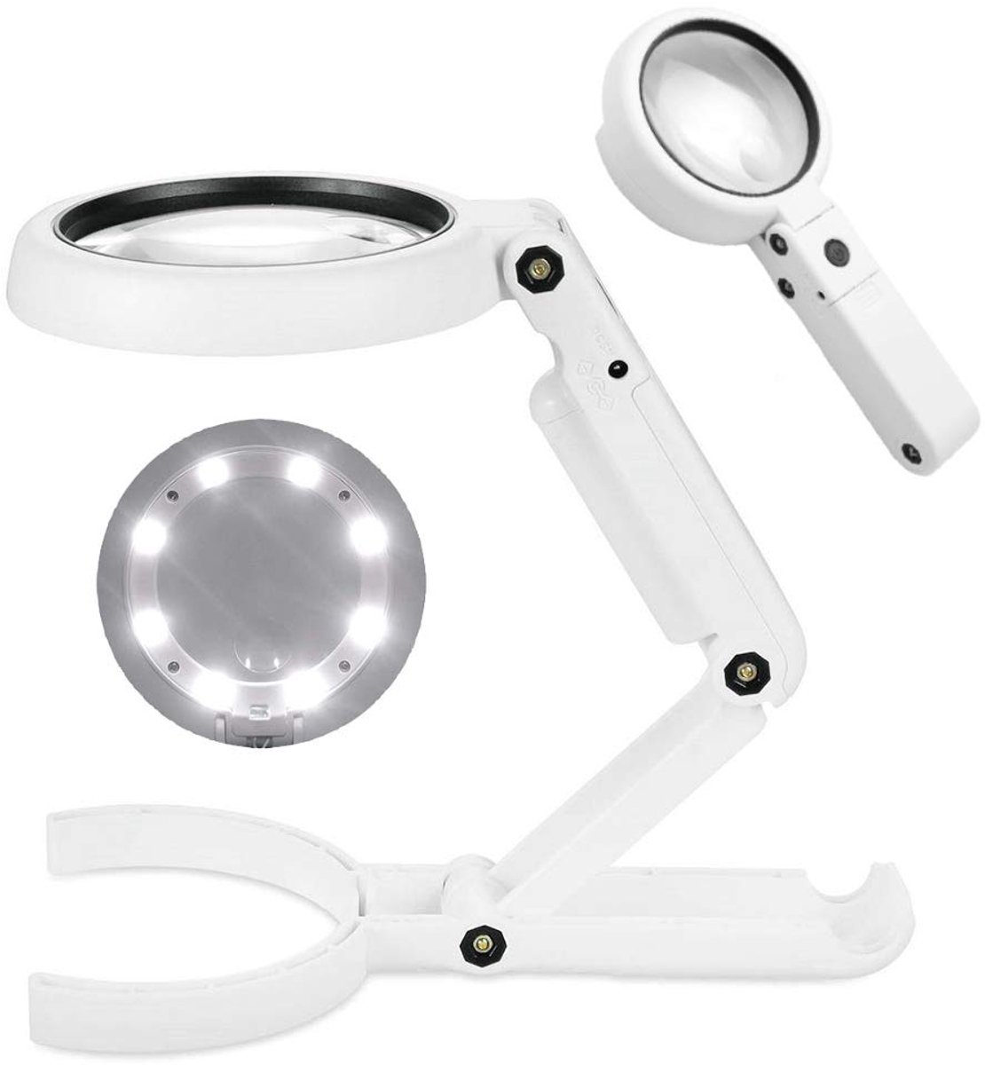 Dailygoods - Handen Gratis Vergrootglas met LED - Opvouwbaar 2-in-1