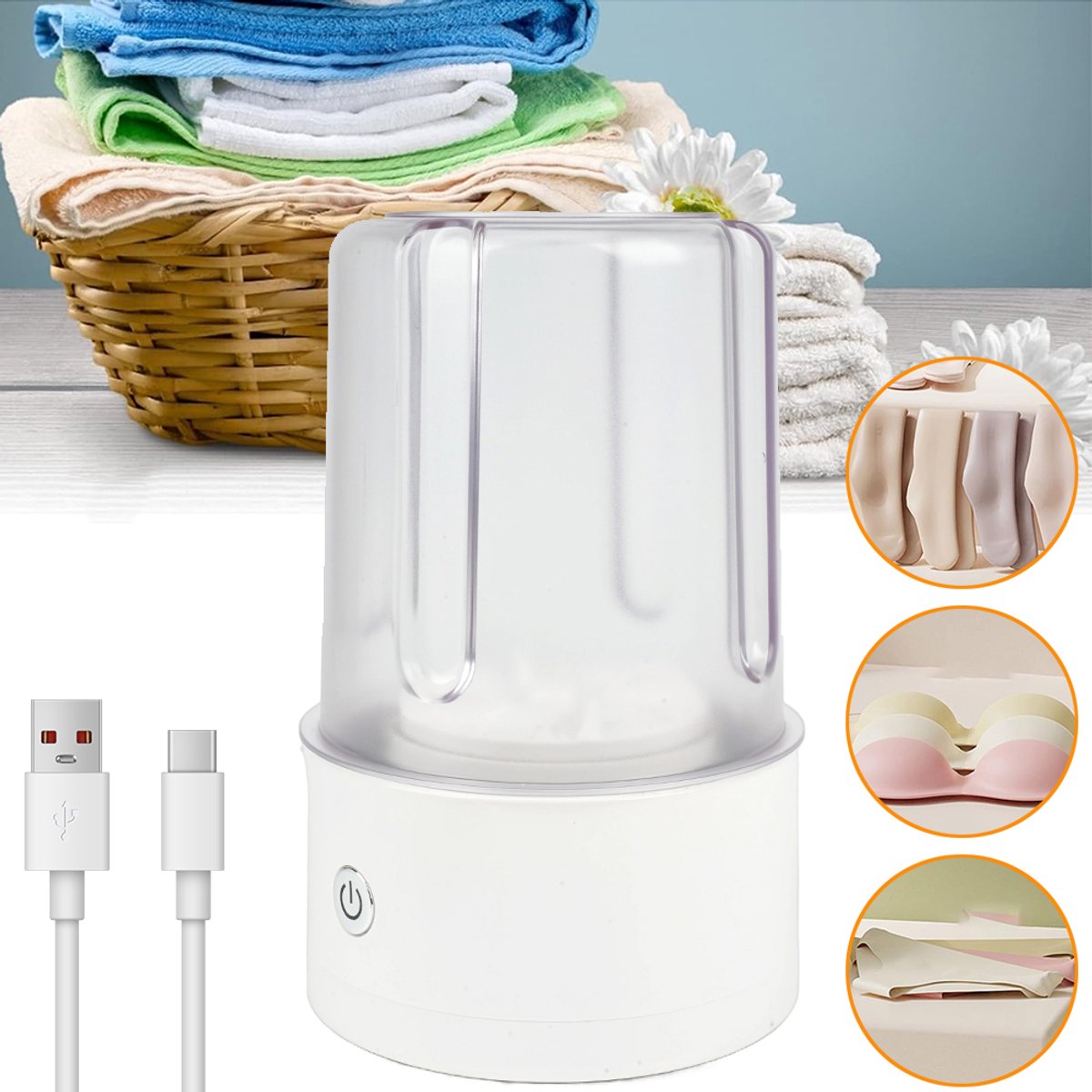 1L Draagbare Mini-Wasmachine - Ondergoedwasser - Wasbeker Voor Bh's Ondergoed En Sokken - Kleine Draagbare Wasmachine