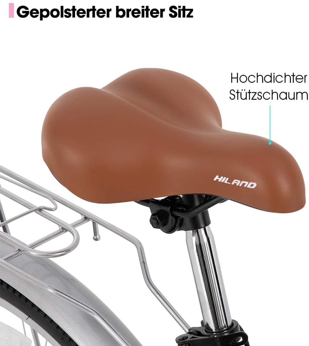 SnelShoppen - 26 inch Stadsfiets Volwassenen, Damesfiets met Step-Through Frame, 7 Versnellingen, Bagagedrager en Mand, Roze, Voor Mannen en Vrouwen