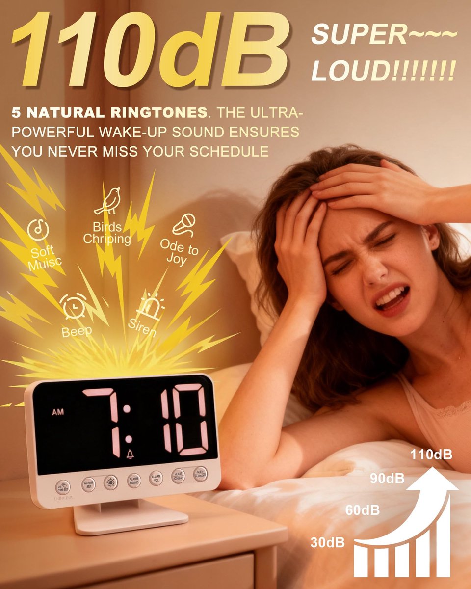 SnelShoppen - Digitale Wekker Zonder Tikken Luid voor Diepe Slaper - Reiswekker Kleine Klok met Laadstation en 9 Minuten Sluimeren - Ideaal voor Kinde