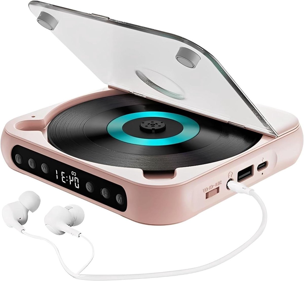 Draagbare CD Speler - Muziek Speler - Muziek Luisteren - Bluetooth 5.3 Connectie - 2000mAh Batterij - Roze