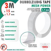 Ruw op "MESH POWER 1.7MM" met "TENTA" logo. Tekst "WAAROM ZOU JE NOG BOREN?!".