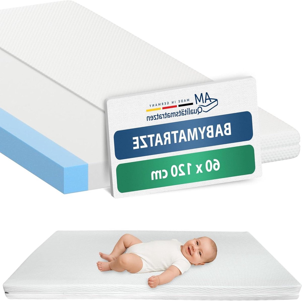 Babymatras - Ledikantmatras Kindermatras - Veilige Slaap - Stevige Randen - 60x120 cm - Wit