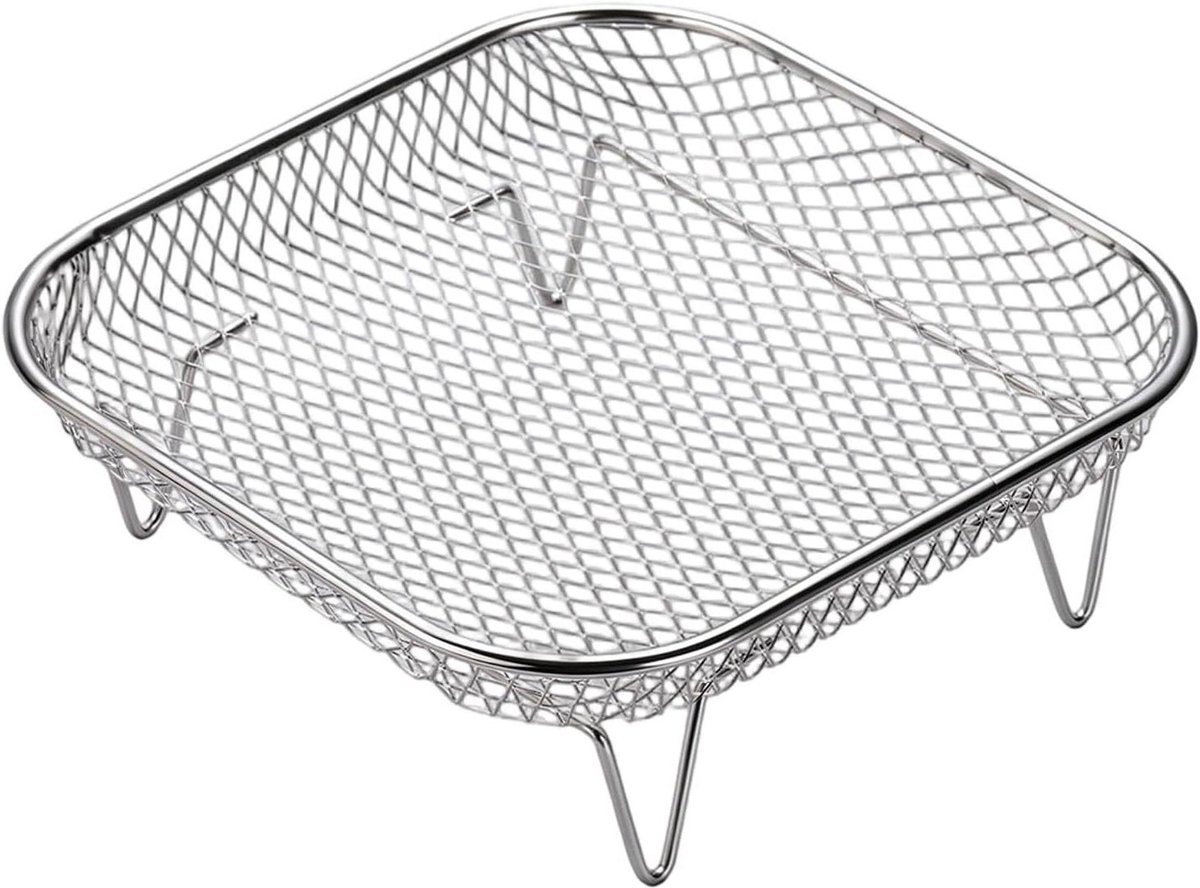 Airfryer Rooster Grillrek Keuken Gezond Koken Roestvrij Staal 14 x 14 x 7 cm Zilver