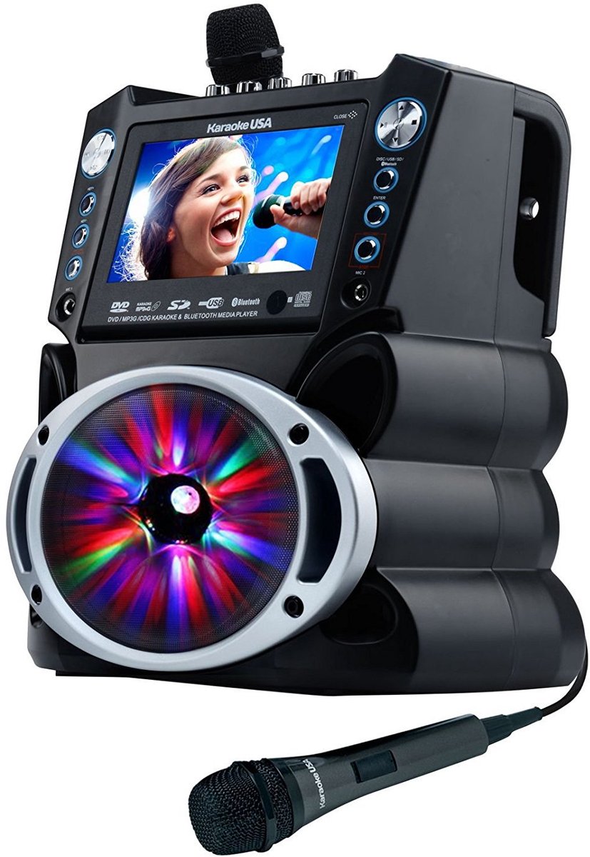 SnelShoppen - Karaoke Systeem GF843 met 2 Microfoons - Draadloze Karaoke Machine voor Feest, Kinderen, Tuin en Thuisgebruik - Inclusief Bluetooth en L