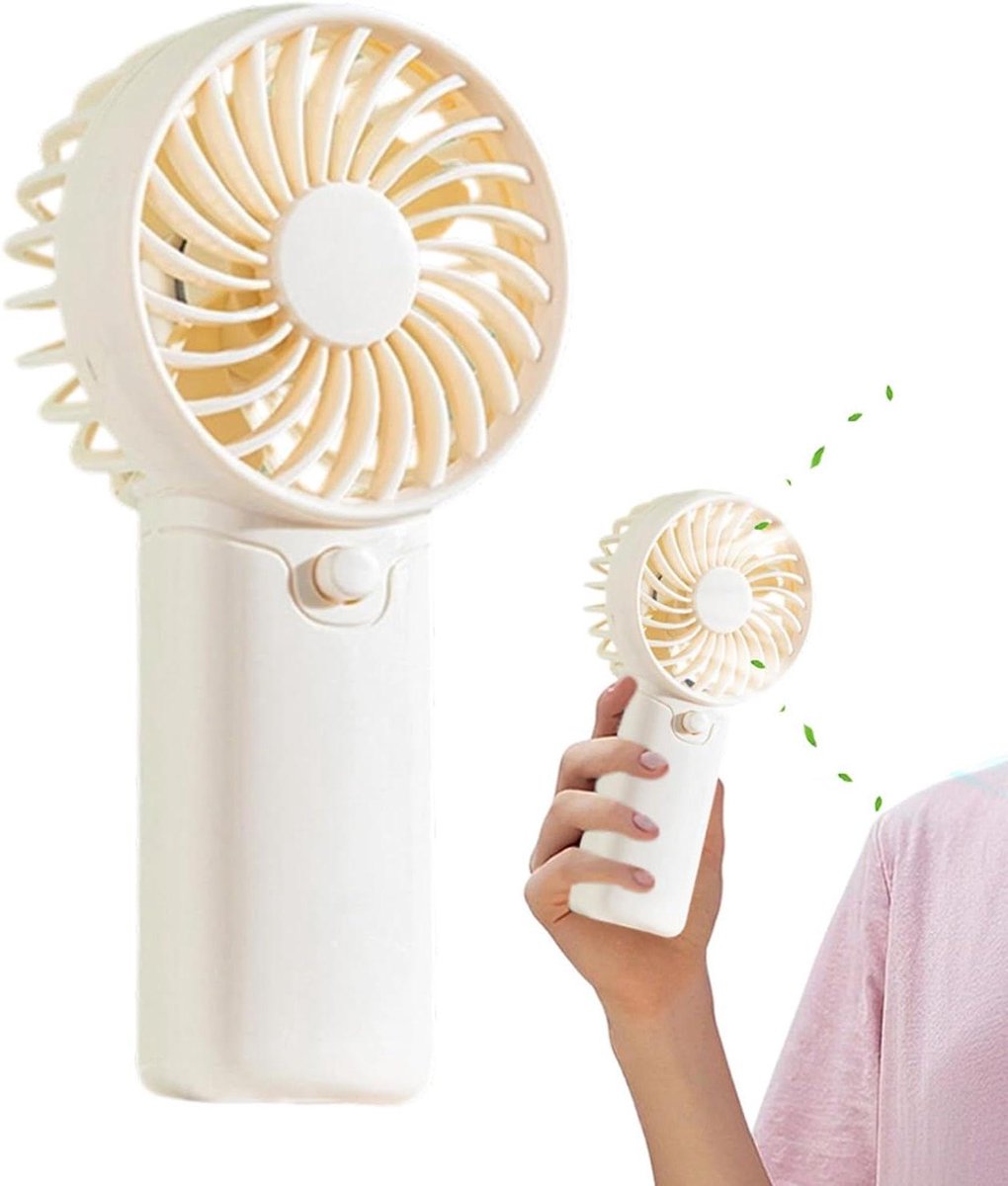 Draagbare Handventilator - Stille Cooler - Persoonlijke Koeling - Compact Ontwerp - 12 x 6 x 3.8 cm - Wit