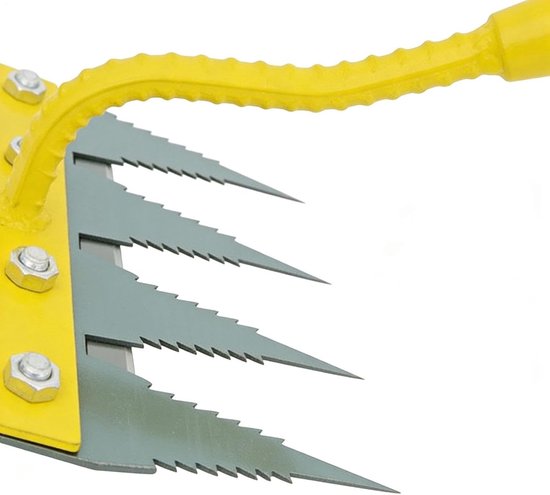 Tuinhark met 4 tanden - Onkruidverwijderaar Gazonhark - Bodem losmaken - Verdikt gehard metaal - 21 cm breed - Gele kop — afbeelding 5