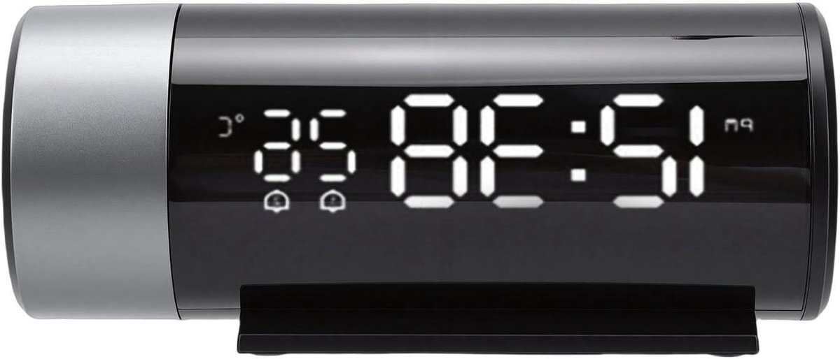Projectiewekker Digitaal - Plafondklok Alarmklok - Wakker Worden - 180 Graden Draaibaar - 7 x 10 cm - Zwart
