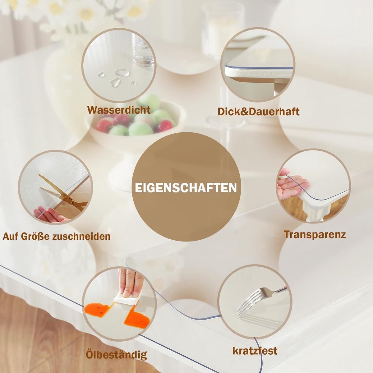 SnelShoppen - Transparant Tafelzeil 90 x 200 cm - Waterdichte PVC Tafelbeschermer - Wasbaar Mat Tafelkleed - 1.5mm Dikker - Ideaal voor Tuin, Keuken,