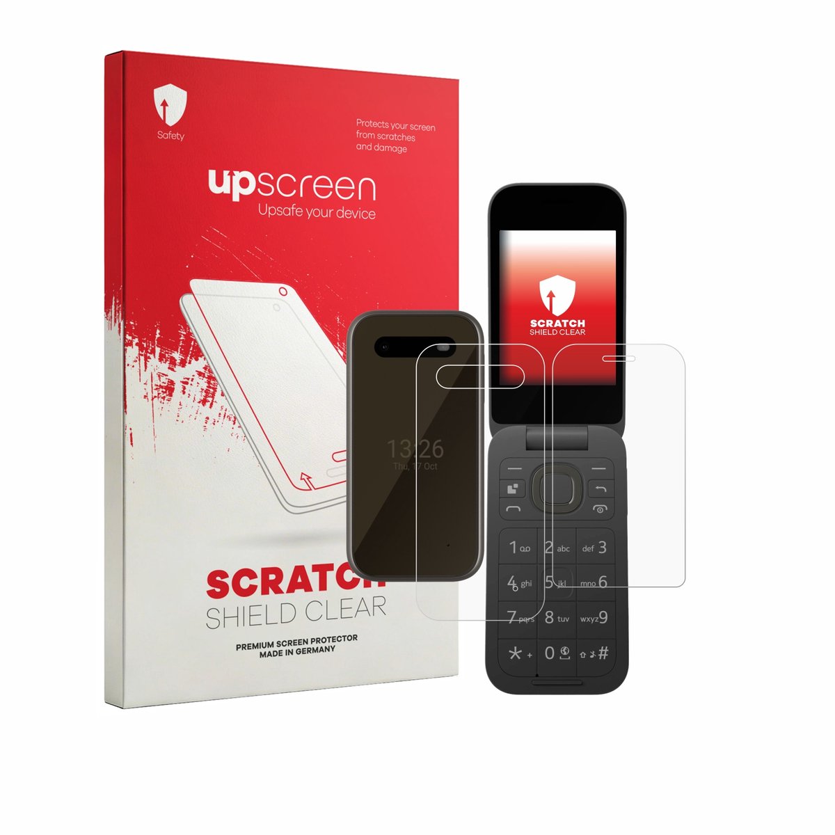 upscreen - Screenprotector voor HMD 2660 Flip 4G (Voor+Achter) - Folie Beschermfolie transparant