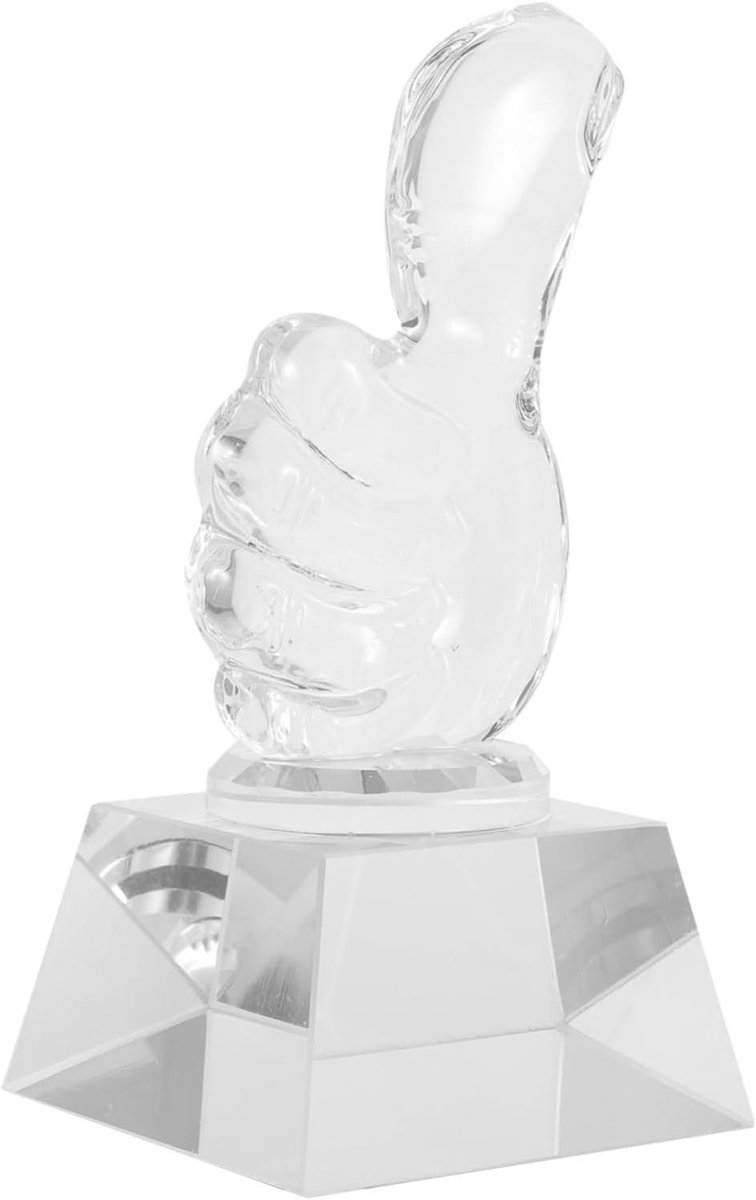 Voetbaltrofee Duim Omhoog - Bekertrofee Competitieprijs - Sportwedstrijd Prijsuitreiking - Kristallen Duim Vorm - 14 x 7 cm - Oranje