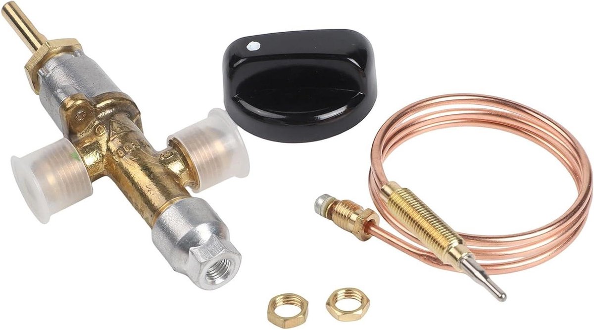 Thermokoppel Vervangingsset - Gasventiel Onderdelen - Terrasverwarming Repareren - Lange Koperen Inlaatbuis - 600 mm - Zilver