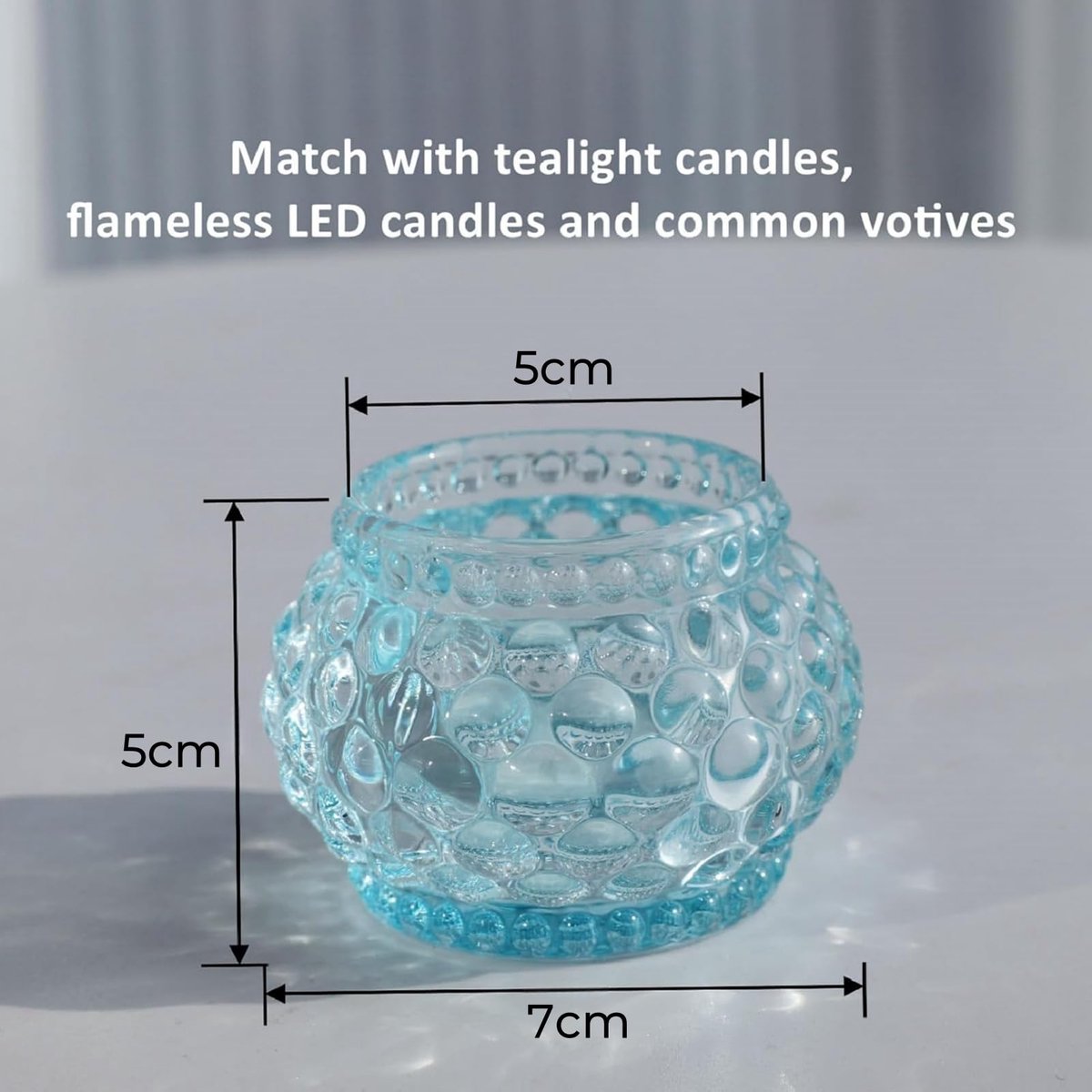 SnelShoppen - Vohocandle Bubble Pumpkin Theelichthouders Glas - 6 Stuks Blauwe Theelichtglazen - Klein voor Woondecoratie, Lente, Pasen en Halloween (