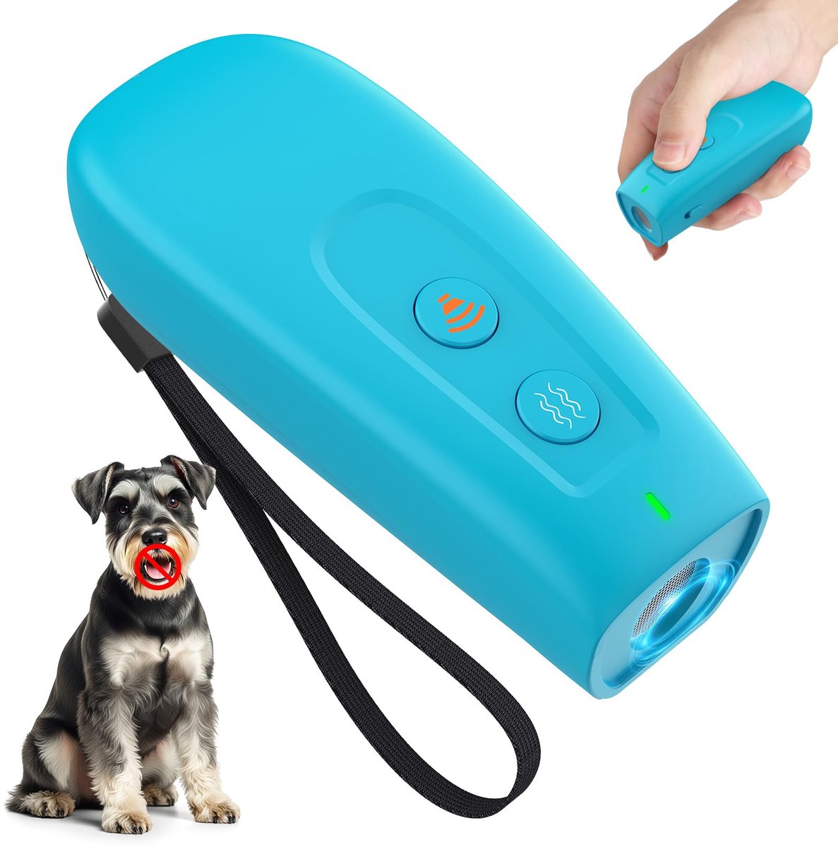 SnelShoppen - MASBRILL Ultrasoon Anti-Blaffapparaat voor Honden, Handheld, Oplaadbaar, 2 Modi (Geluid & Ultrasoon), Compact & Draagbaar, Voor Training