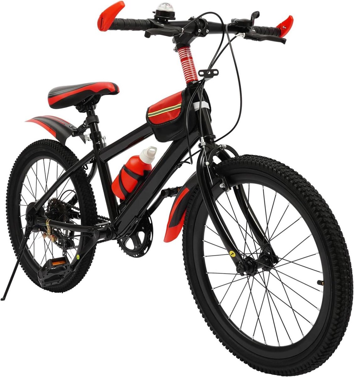 Kindermountainbike - Jeugdfiets MTB - Buiten Fietsen - 7 Versnellingen - 20 inch - Rood Zwart