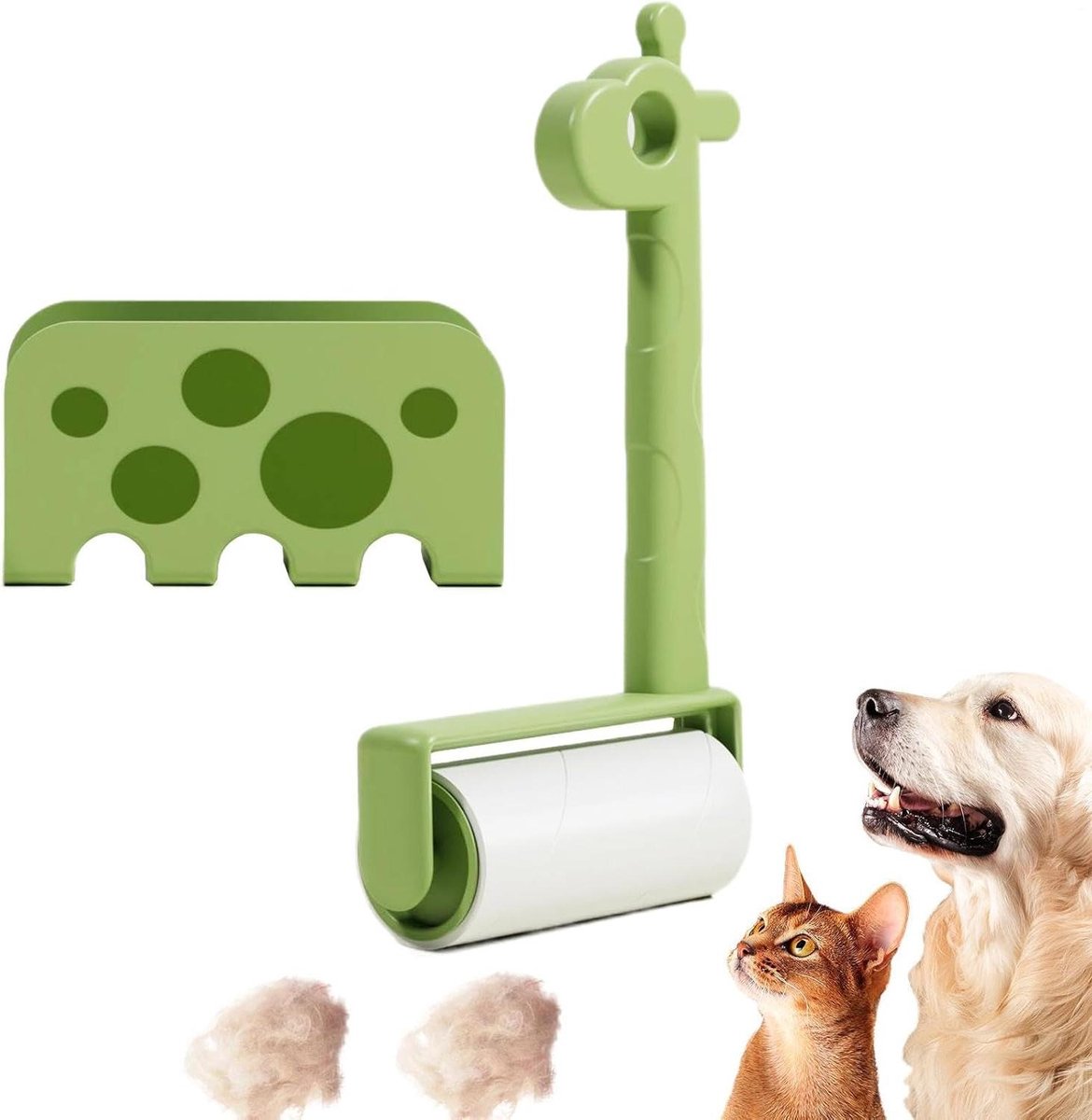 Stofroller - Pluisroller Giraf - Huis Reinigen - Extra Kleverig - 14x5.5x25.5 cm - Groen
