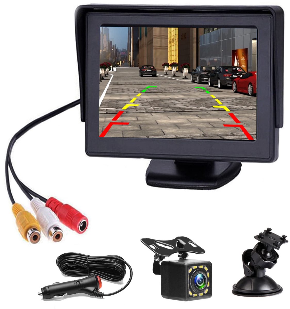 SnelShoppen - Bedrade 4.3 Inch HD Achteruitrijcamera Voor Auto's, Vrachtwagens, SUV's, Campers - Waterdicht Met Nachtzicht & Rasterlijnen