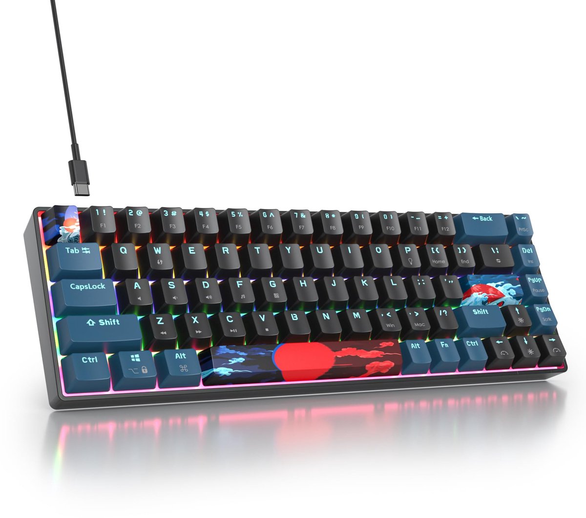 SnelShoppen - SbocKeeb Gaming Toetsenbord 60% Bedraad Mechanisch met RGB Achtergrondverlichting - QWERTY voor Laptop en Desktop PC Gamers - Compact en