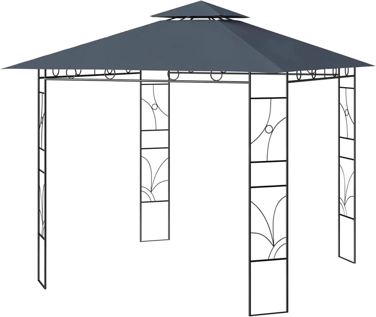 Tuinpaviljoen - Feesttent - Buitenfeesten - Waterafstotende stof - 3x3 meter - Antraciet