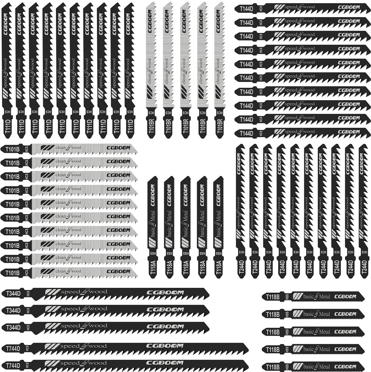 SnelShoppen - Decoupeerzaagblad Set 60 Stuks T-Schacht Accessoires voor Hout en Metaal - Inclusief Plastic Doos - Ideaal voor Hobbyisten en Klussers
