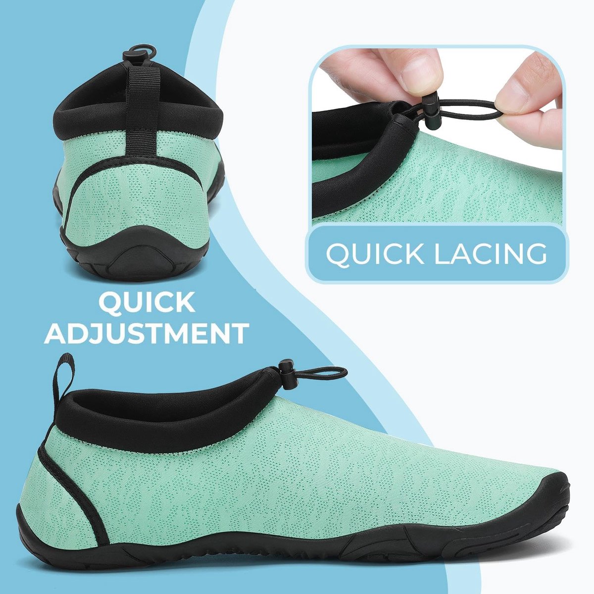 SnelShoppen - Uniseks Badschoenen - Ademende Mesh Waterschoenen - Sneldrogend Aquaschoenen - Lichtgroen - Maat 36-46 - Perfect voor Zomer, Strand en Z