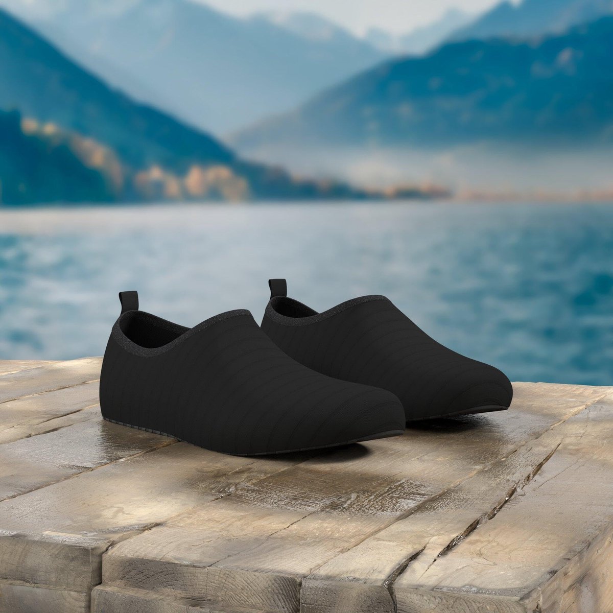 SnelShoppen - IceUnicorn Badschoenen voor Dames en Heren - Lichtgewicht Aquaschoenen, Zwemschoenen, Strandschoenen, Blote Voeten Sokken - Zwart - Maat