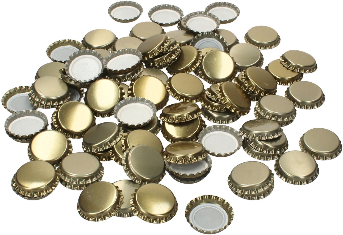 50-delige set kroonkurken goud Ø26cm binnen van metaal voor flessen Linea 24915 & bierfles 24890 – 24064
