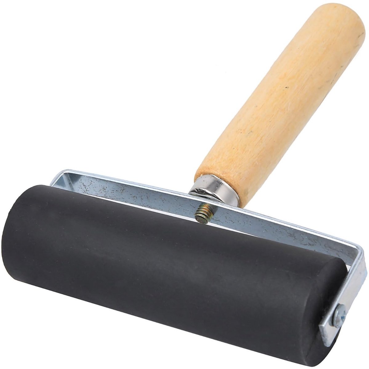 Dailygoods - Brayer Roller - Houten Handvat - Verwijderbare Rubber Roller - 11cm - Printmaking - Crafting - Geschikt voor kunstenaars - Kleur: natuur