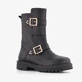 Braqeez leren meisjes biker boots met studs zwart - Maat 36