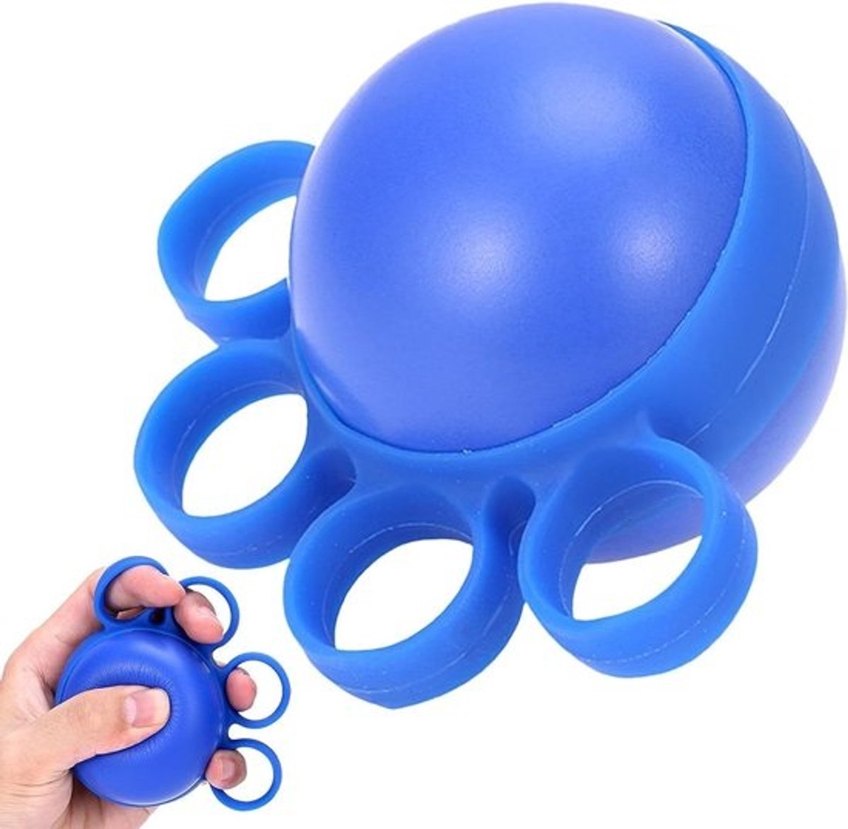 Handoefenbal - Kracht trainer - Handen versterken - Stevig siliconen - 7 x 11 cm - Blauw